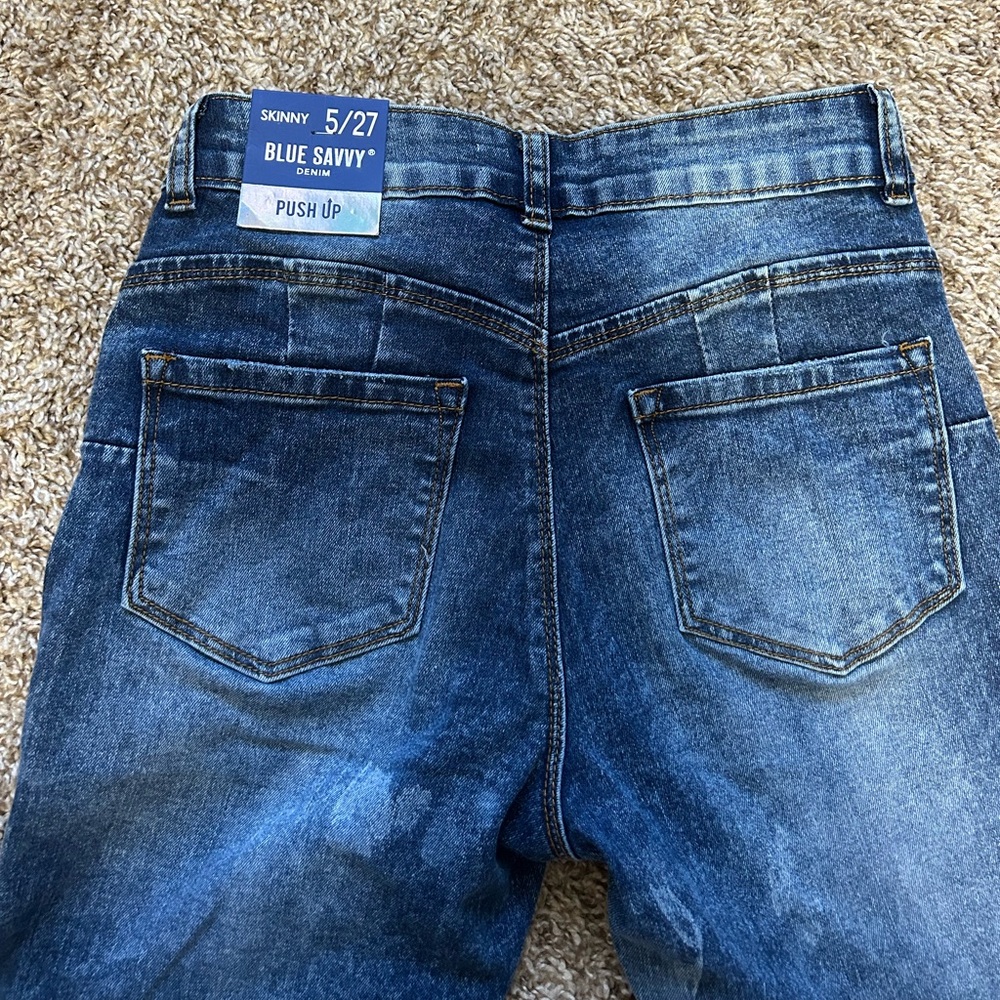 High-waisted Dark-Acid wash Skinny Jeans - Picture 4 of 8